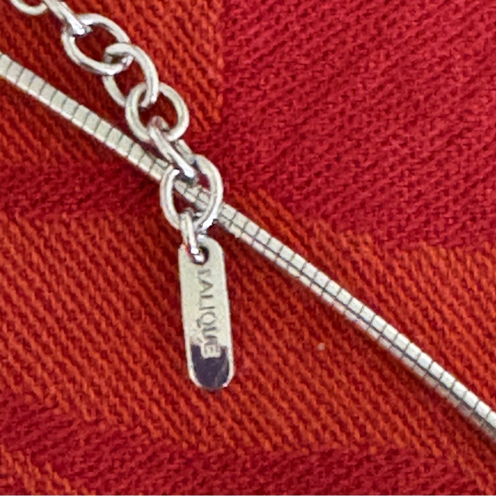 Lalique Blue Heart Necklace on Silver Cord - Picture 2 of 2